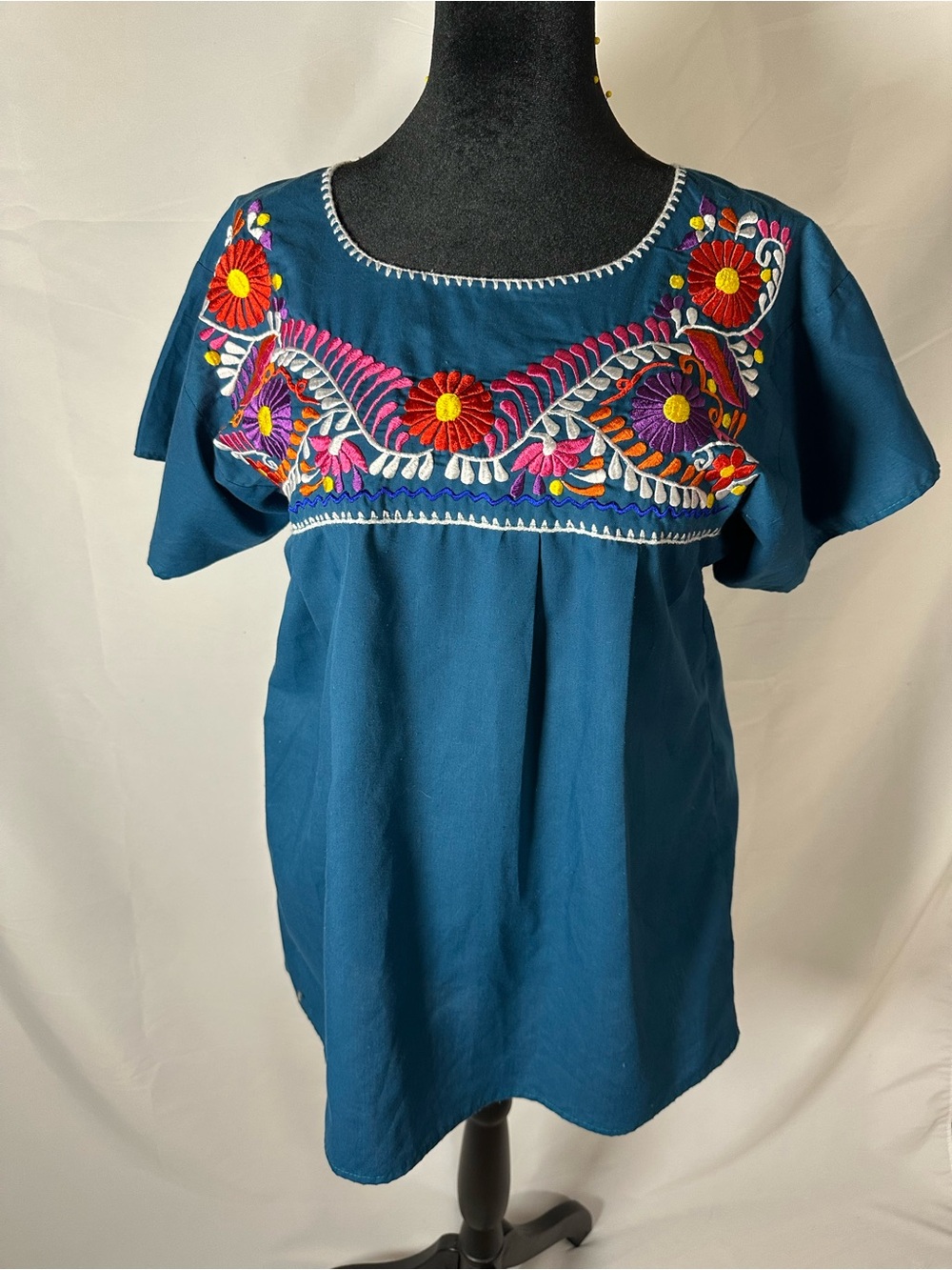 Source Unknown Teal Women's Embroidered Floral Tunic